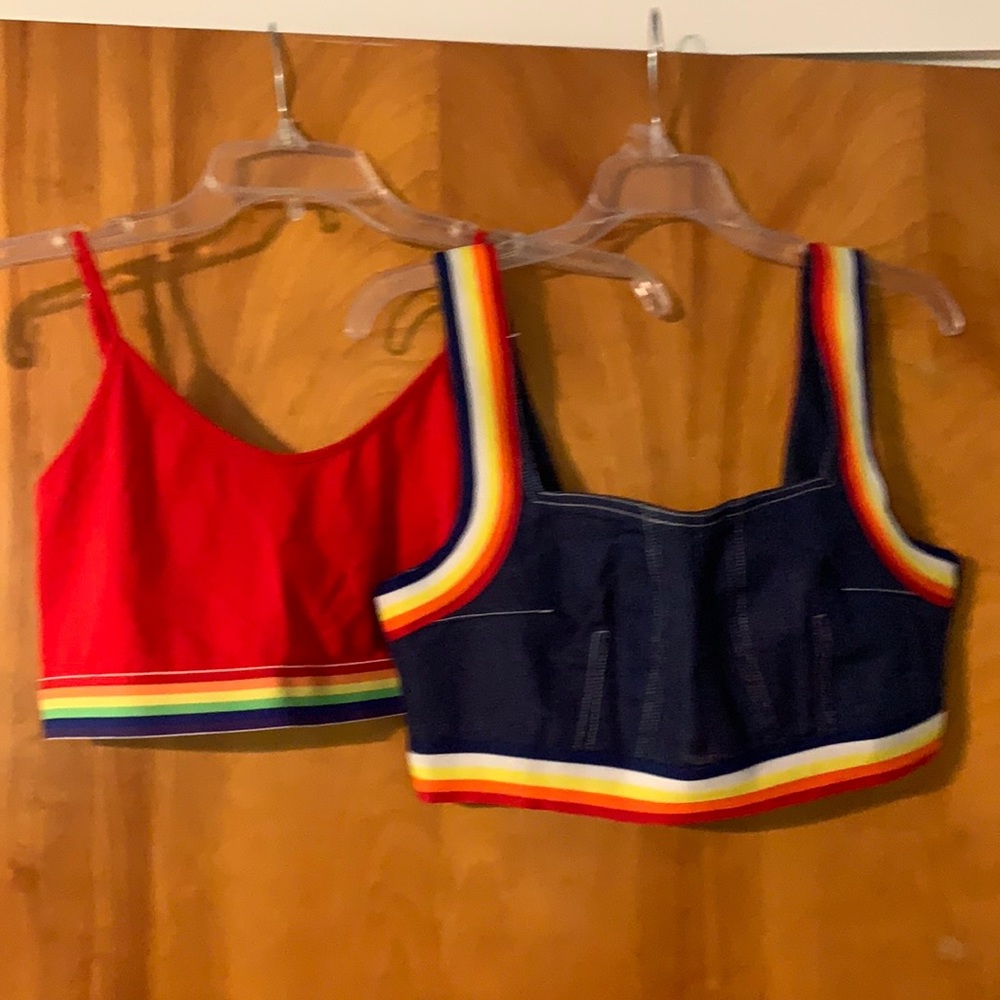 Rainbow Pride crop tops bundle of 2 both Lg EUC!